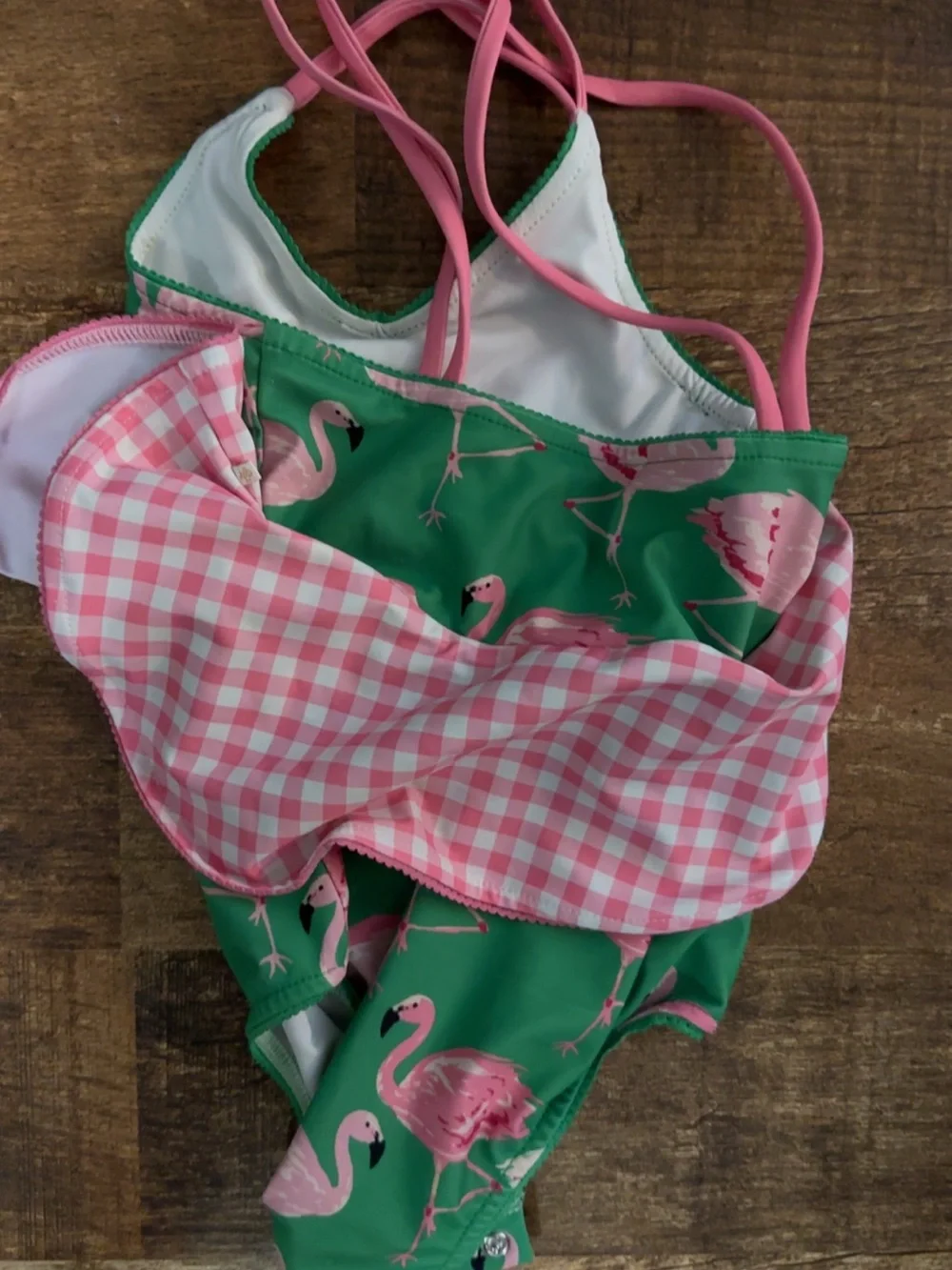 SweetHoney Pink and Green Gingham Kids One Piece